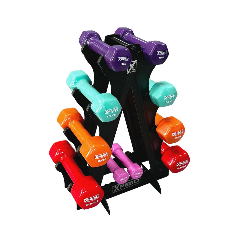 Xpeed 30kg PVC Dumbbell Bundle with Rack – Bosu Australia